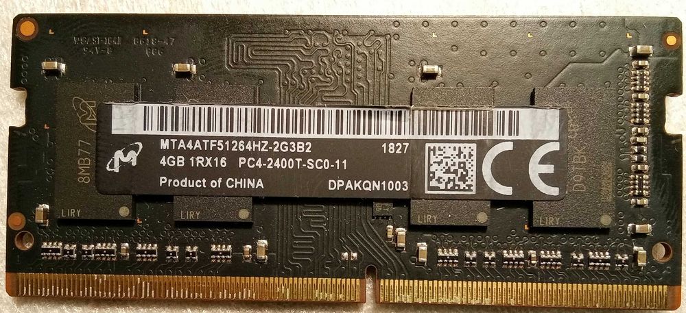 Micron Crucial DDR4 SODIMM 2400 mhz RAM DRAM 4GB PC4-19200 CL17 17 17 17 39 Оперативна модульна плата память планка озу ПК компьют ноутбук 4гб 2400мгц