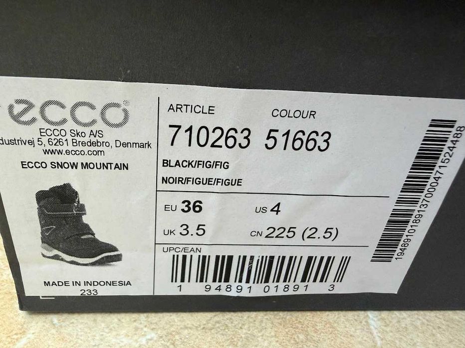 Черевики Ecco Snow Mountain 36 розмір ЯК НОВІ - 23,5 см