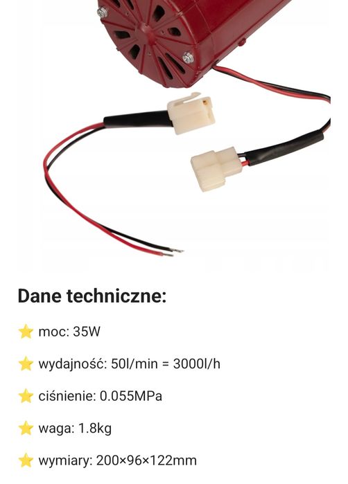 Pompa powietrza do pracy ciągłej .12V.3000L/h