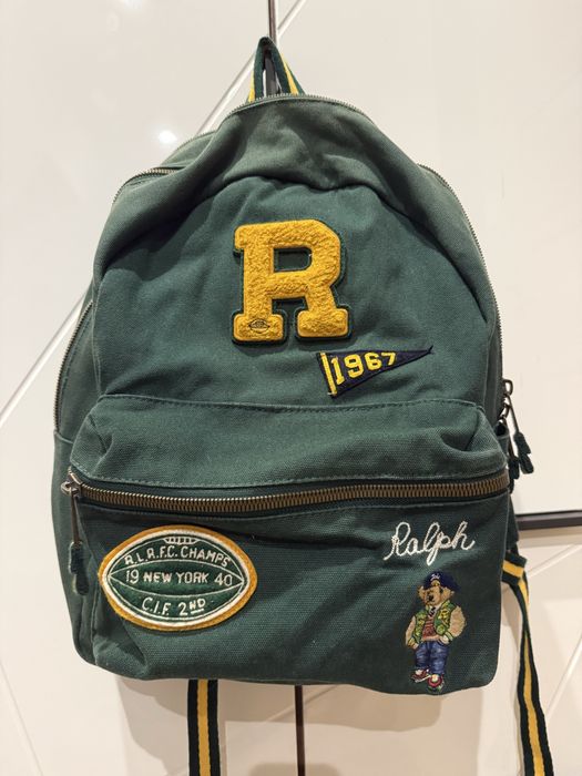 Oryginalny Plecak Polo Ralph Lauren Varsity Polo Bear Miś Vintage Zielony Canvas