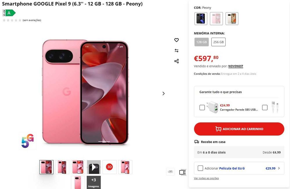 Smartphone GOOGLE Pixel 9 (6.3'' - 12 GB - 128 GB - Peony)