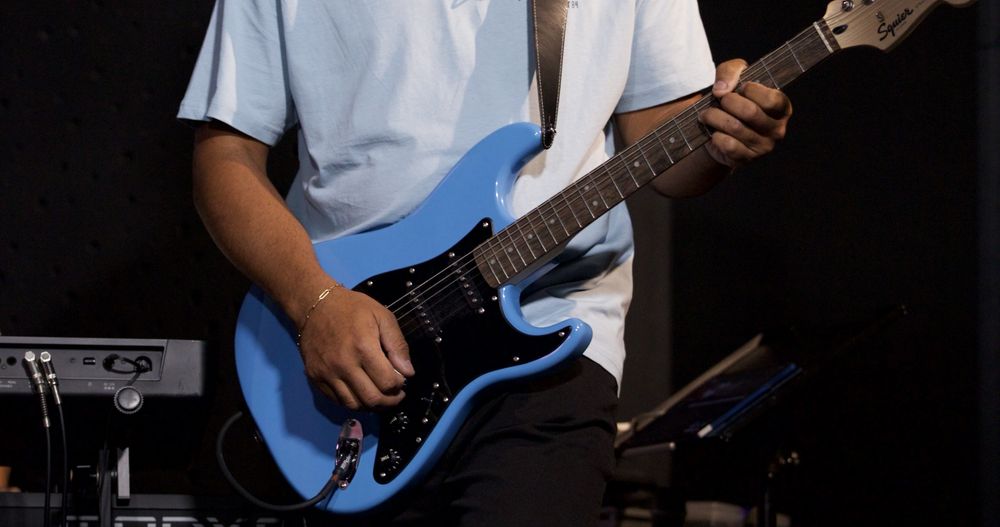 Set de pedais com guitarra
