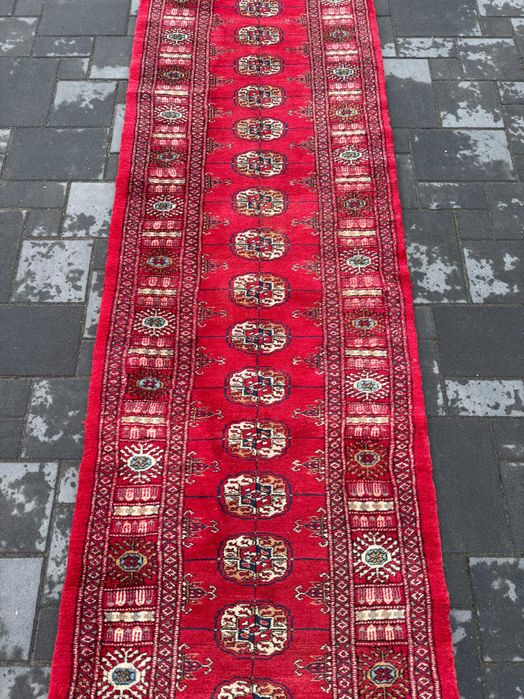 Pakistańska Buchara Chodnik Ręcznie Tkany Wełniany 384x80