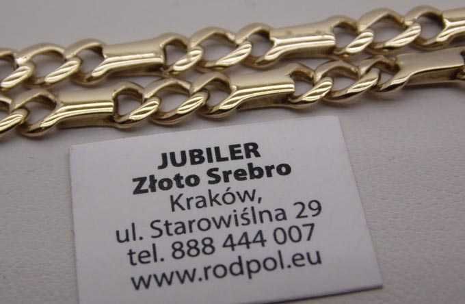 Złoty łańcuszek ciekawy wzór ogniwa i sztabki 53 cm.