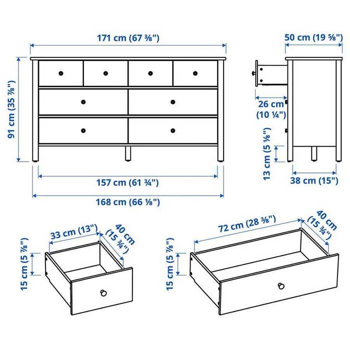STOREMOLLA Komoda 8 szuflad Hemnes 171x50x91 IKEA Nowa !