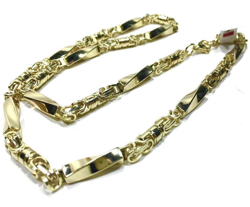 Złoty, męski łańcuszek, spl. Bizantyjski, pozłacany ogniowo 585, 14K