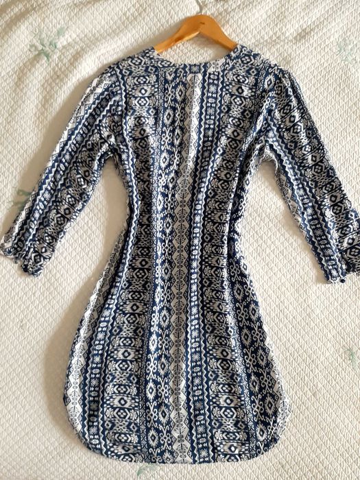 Sukienka mini boho, aztecka wzory 36 /S wiskoza