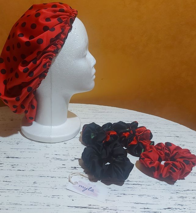 Jedwabny czepek do snu rozmiar M,  scrunchies rozmiar M
