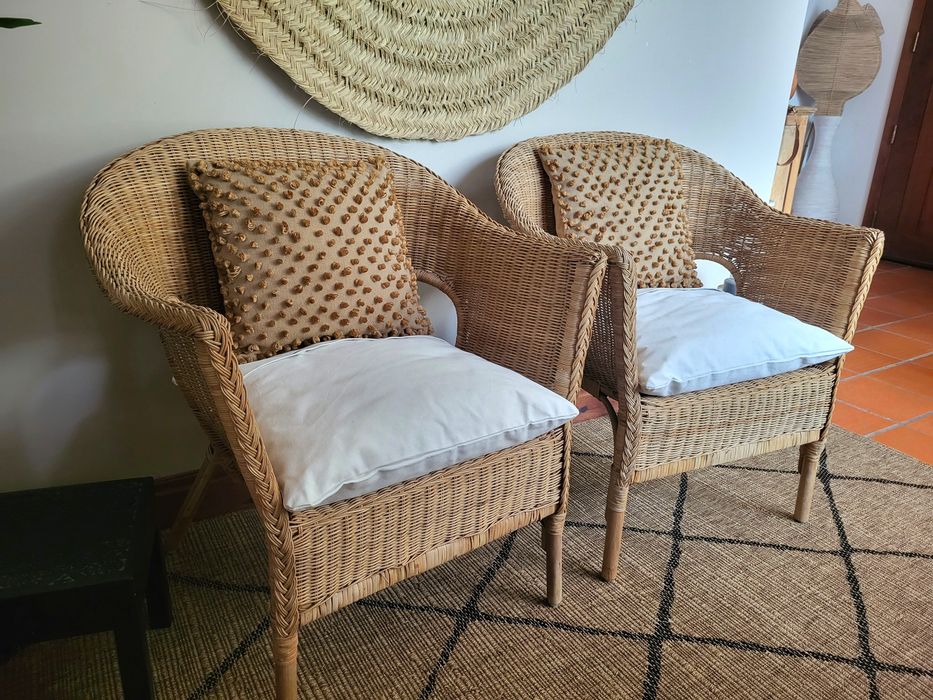 2 cadeiroes, poltrona, verga, rattan, rustico