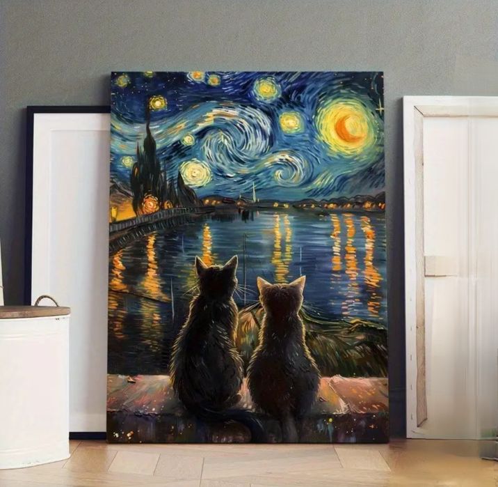 30x40 cm obraz bez ramki dwa koty piękny obraz