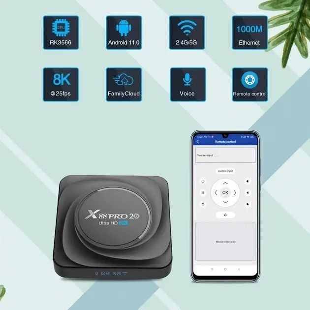 Смарт ТВ приставка X88 Pro 20 8/128GB Android, Smart TV Box (4K, Wi-Fi, Ethernet)