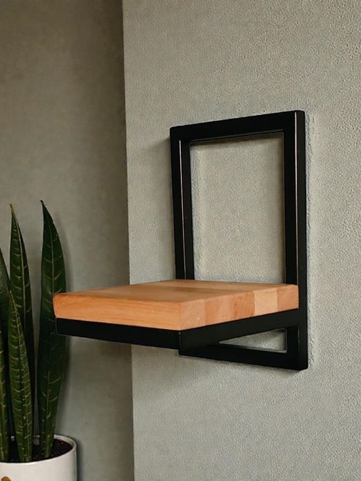 Kwietnik wiszący drewno+stal, industrialny styl