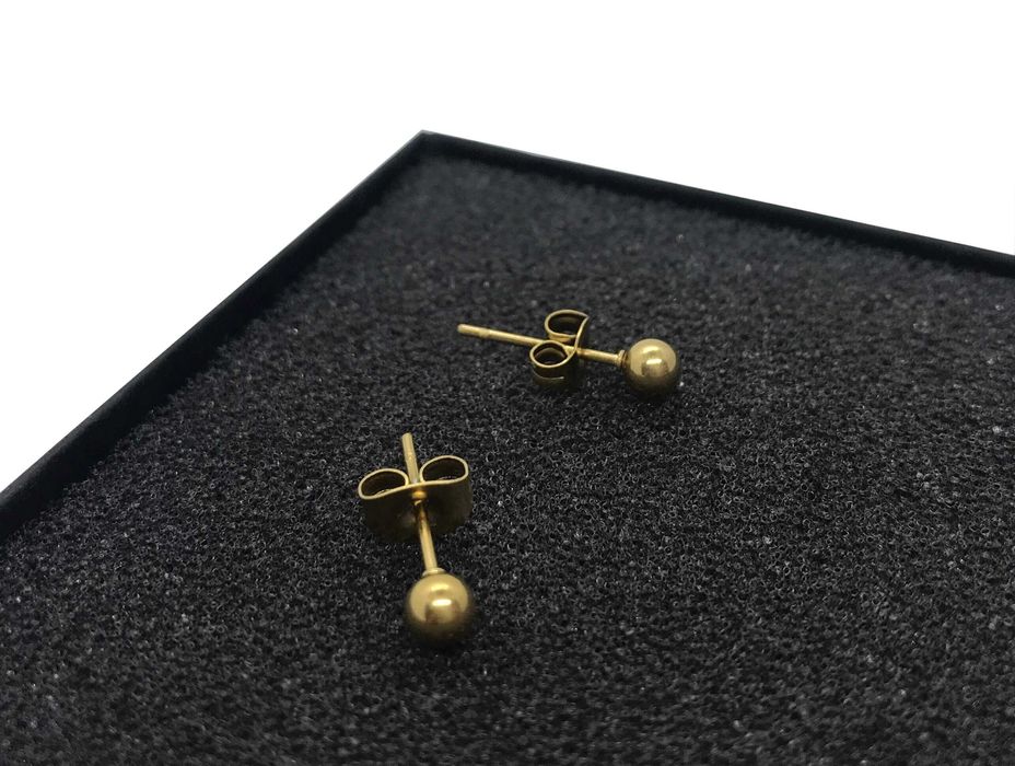 Kolczyki złote kulki 4mm wkrętki stal chirurgiczna