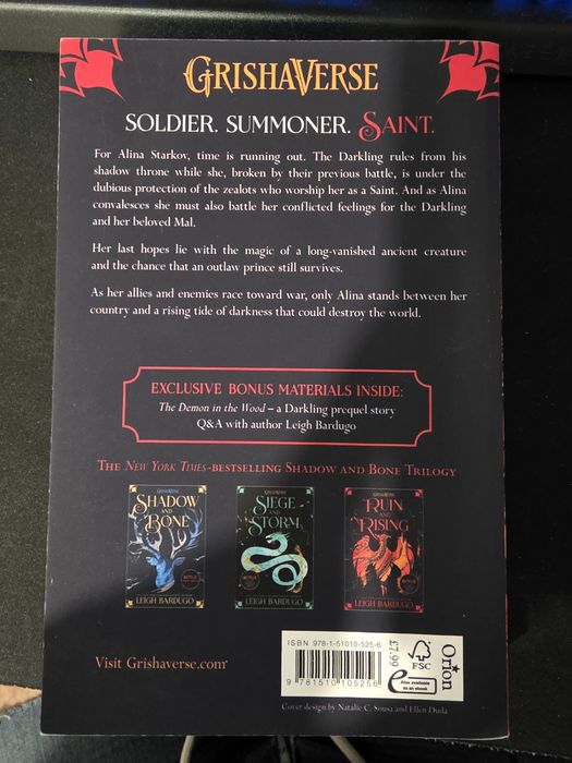 Livros da saga Shadow and Bone em Ingles