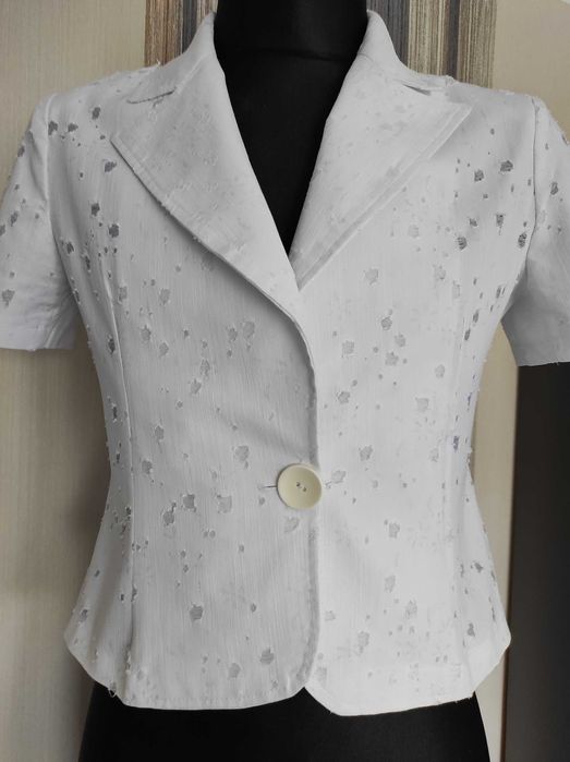 Marynarka, żakiet bawełniany, kolor biały, rozmiar 42