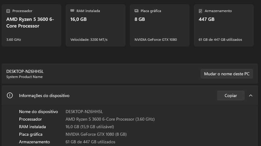 PC Gaming Torre Ryzen 5 3600 + GTX 1080 8GB + 16GB RAM + 2 Discos (480GB SSD]