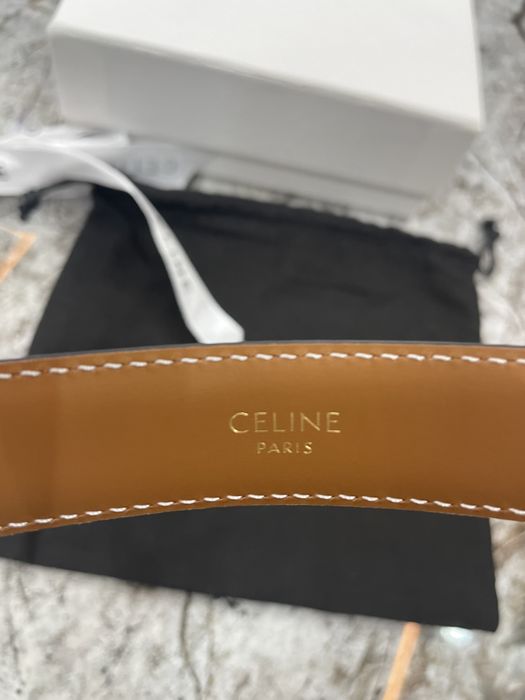 Pasek skórzany Celine Medium Triomphe brązowy 2,5 cm