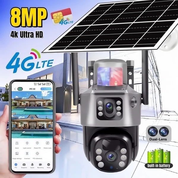 Зовнішня бездротова камера 4K 8MP 4G SIM-карта ВІДЕОКАМЕРА V380Pro PTZ