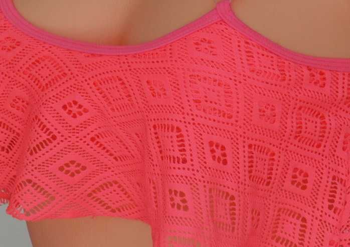 UNIQ neonowy miękki plażowy stanik z falbanką S/M