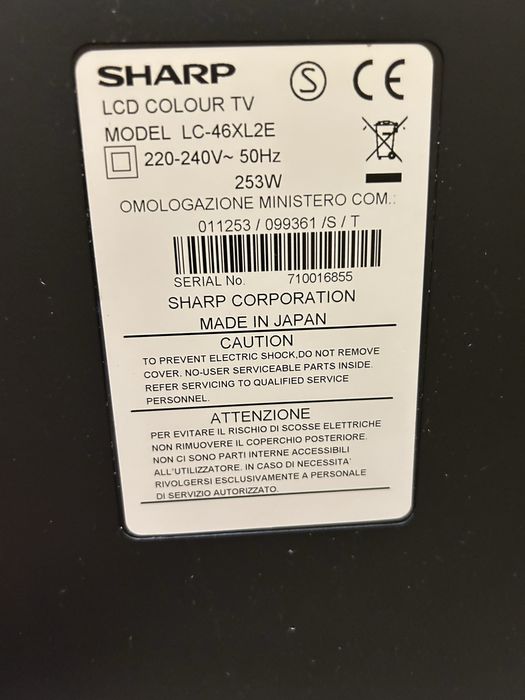 Телевізор  SHARP MODEL LC-46XL2E  46 дюймів