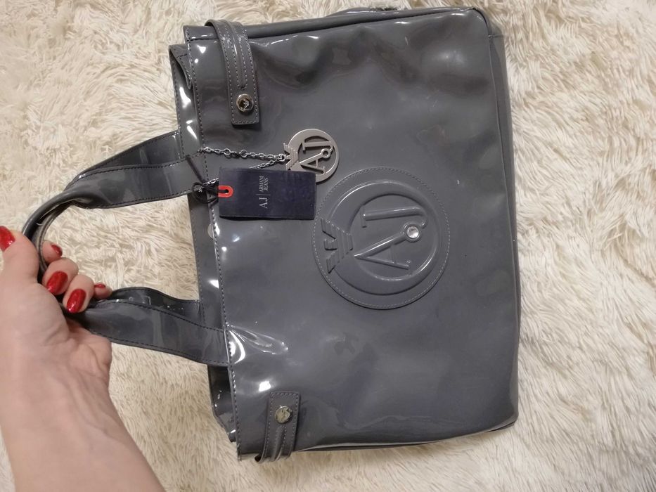 torebka AJ Armani Jeans lakierowana szara