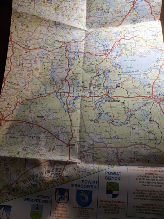 Mapa administracyjno turystyczna Warmia i Mazury