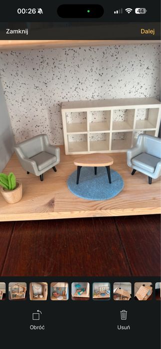 Domek drewniany i mebelki dla lalek lol myszek maileg Ikea Flisat