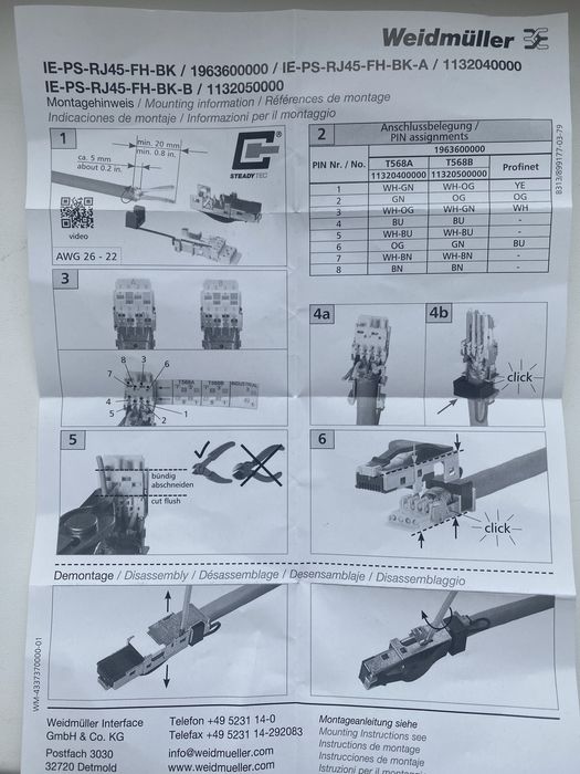 Модульний розʼєм IE-PS-RJ45- FH-BK WEIDMÜLLER