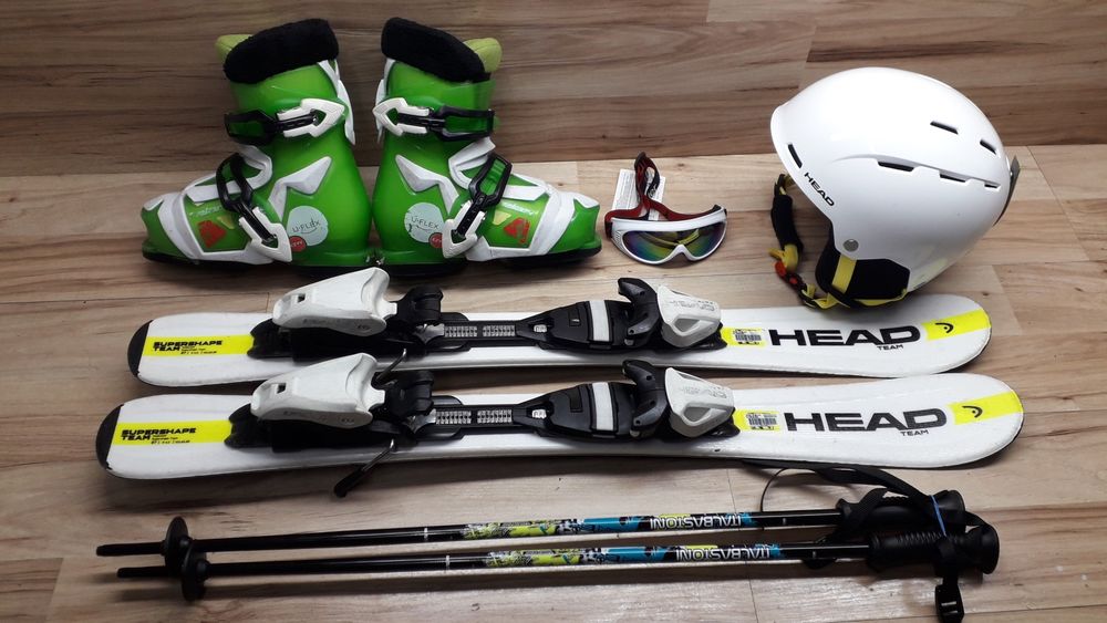 Komplet 87 cm HEAD Buty 20 cm Kijki Kask Gogle