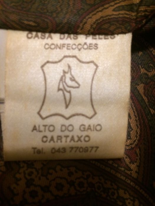 Casaco vintage de pele genuína, castanho