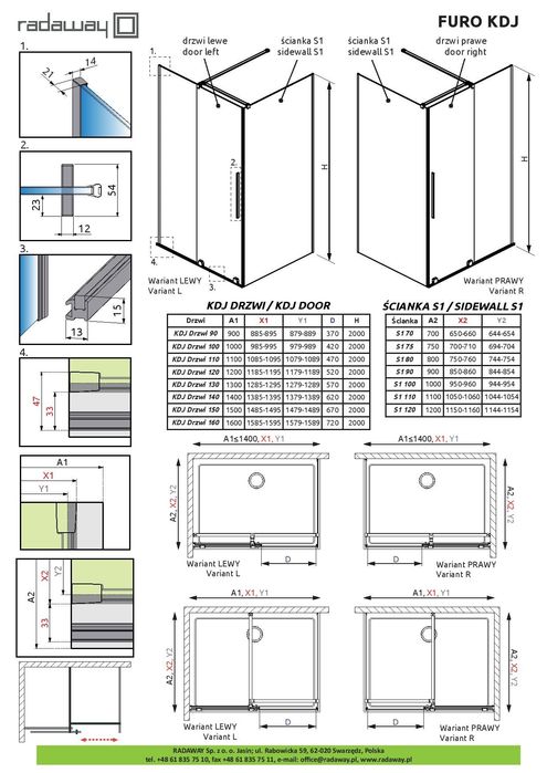 Radaway furo S1 ścianka 80cm
