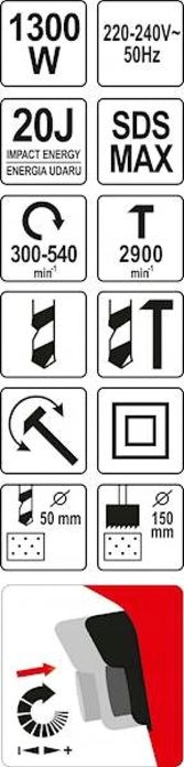 Młot Udarowo Obrotowy 20J Sds-Max 1300W Yt-82131 Yato