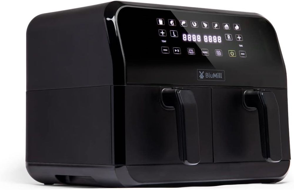 BluMill Airfryer XXL 8L - Podwójna Komora, ekran dotykowy, 1700W
