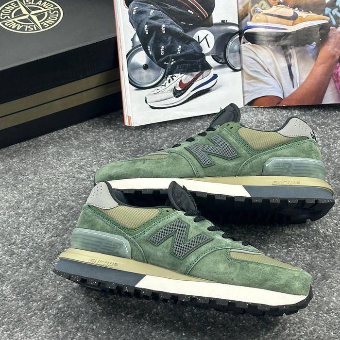 Кросівки New Balance 574 x Stone Island Legacy Dark Green • Нью Беленс Стон Айденд (хакі темно-зелені) Нб