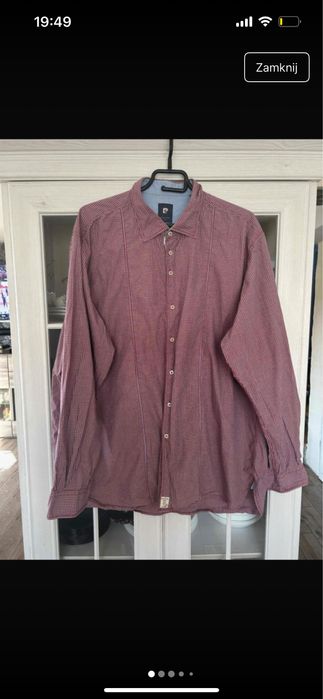 Koszula z długim rękawem w kratkę czerwona bawełniana Pierrr Cardin