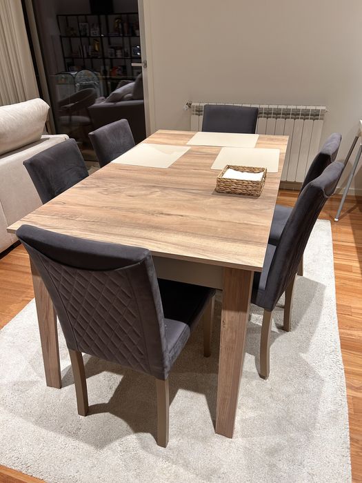 Conjunto 6 cadeiras de jantar cinza escuras