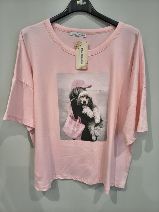 Koszulka t-shirt z pieskiem oversize bawełna