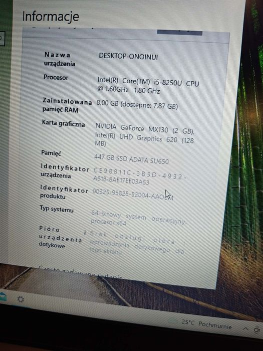 Laptop Lenovo ideapad 320s i5-8th 8gb ram dysk ssd GeForce  Mx130