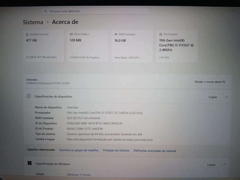 Computadpr portátil Vivobook Asus X515