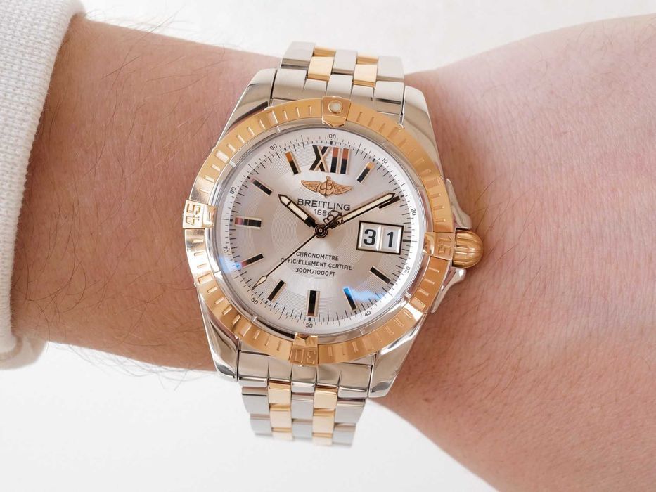 Breitling Galactic 41 Cockpit Big Date Steel 18K Rose Gold White Dial