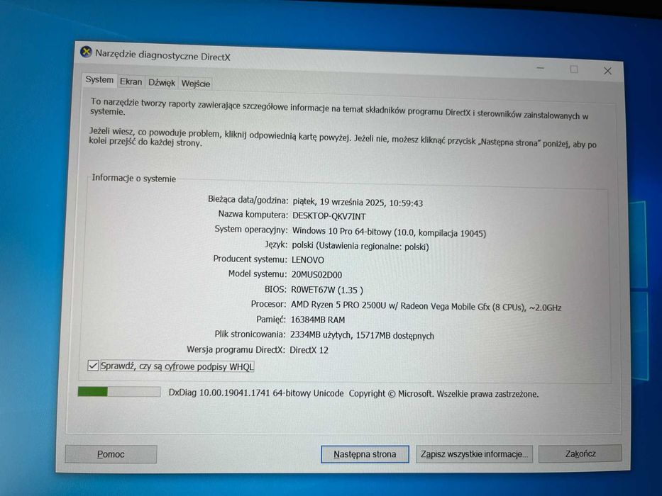 Laptop LENOVO THINKPAD A485 RYZEN 5 PRO 2500U 16/256 SSD FHD W10P FV23