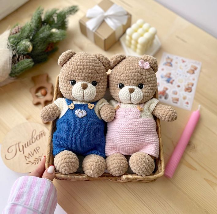 Игрушка амигуруми, плюшевый мишка, мишка, игрушка мишка