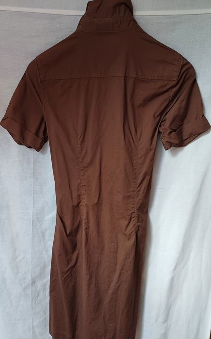 Koszula sukienka szmizjerka czekoladowa brąz długa wiązana