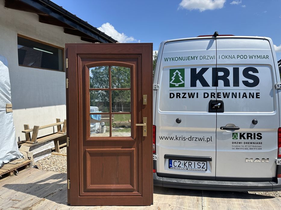 Drzwi zewnętrzne drewniane Czyste powietrze Amerykańskie Montaż Polska