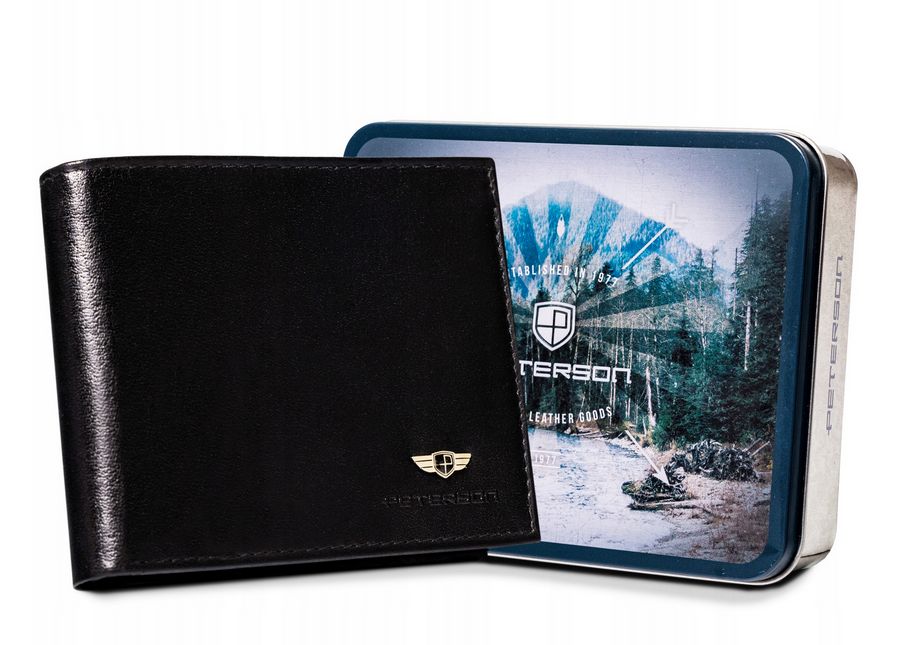 skórzany, średni portfel męski bez zapięcia - peterson