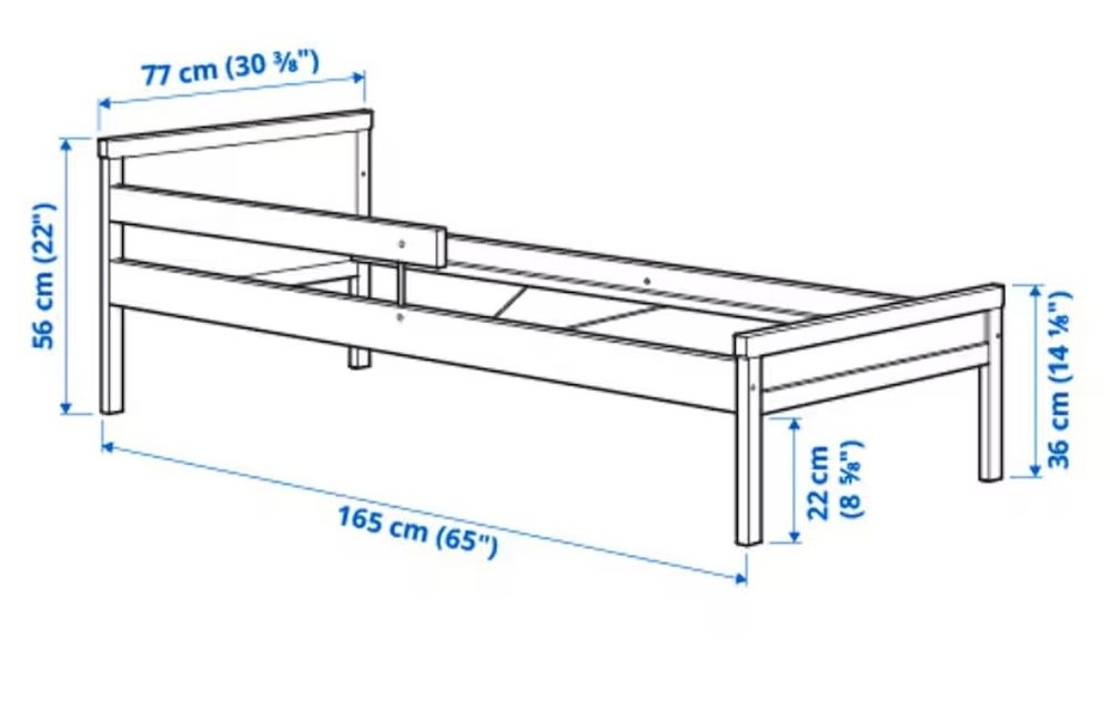 Estrutura cama c/estrado ripas em faia, 70x160 cm + colchão