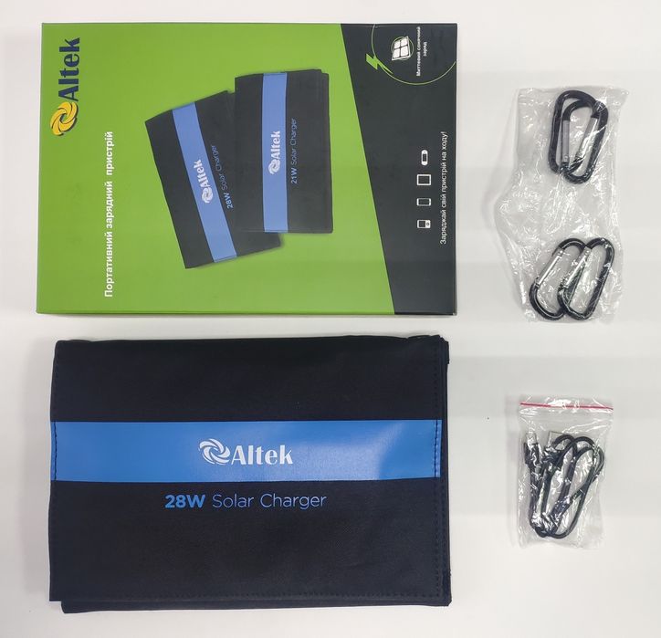Портативна розкладна сонячна зарядка 28W ALT-28. Солнечная панель