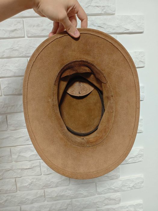 Ковбойський капелюх р. L чоловічий коричневий шкіряний шляпа мужская