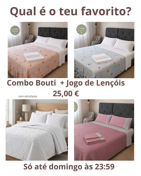Conjunto de Cama Novo PraBella: Colcha Bouti + Jogo de Lençóis