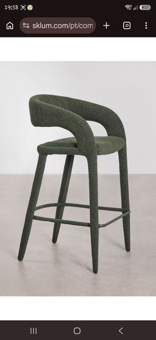 Banco alto 75 cm em tecido bouclé verde army Sklum